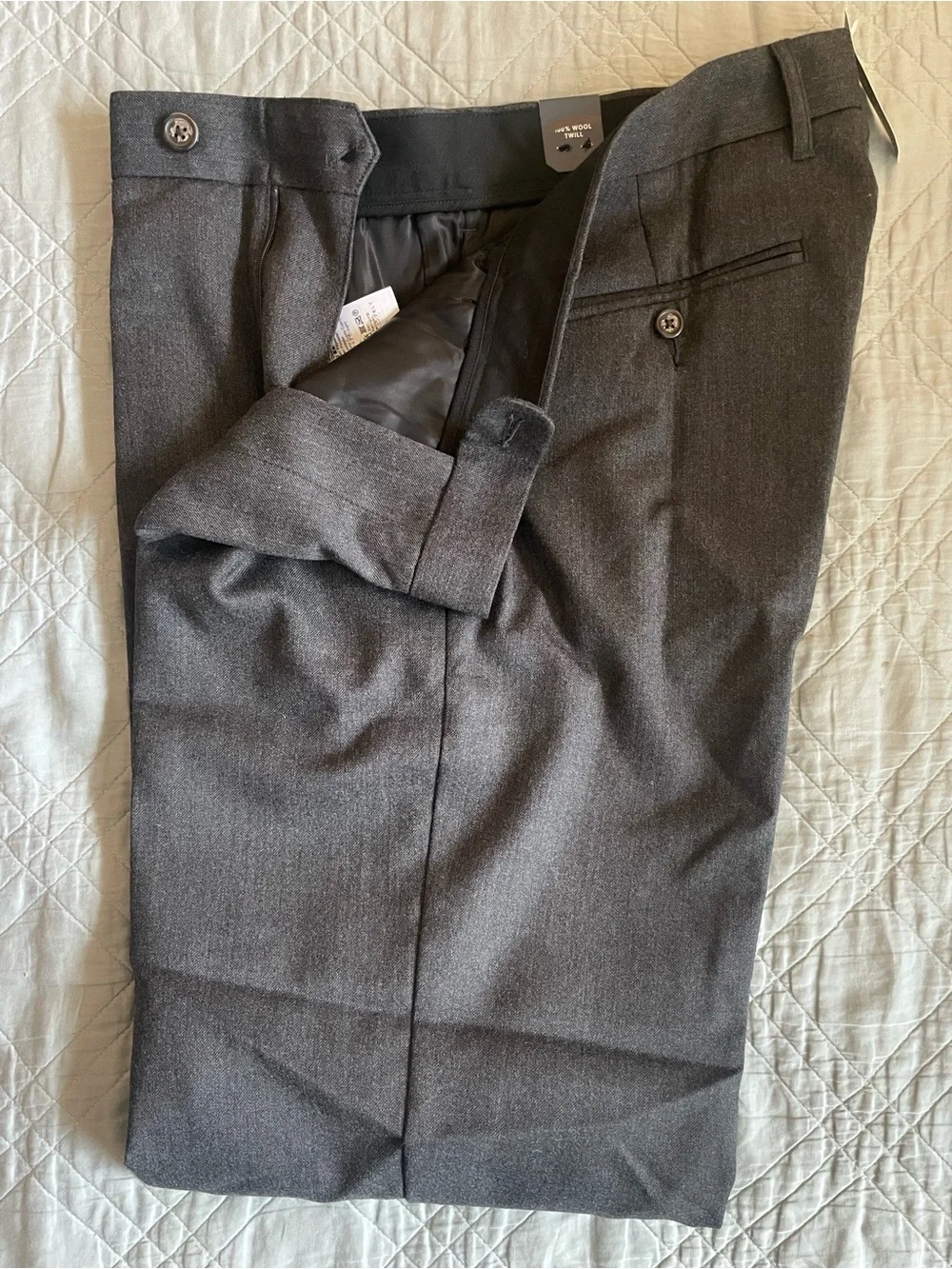 J.CREW Classic creased wool trouser in Heathered Charcoal Size 34/34 NWT CO452